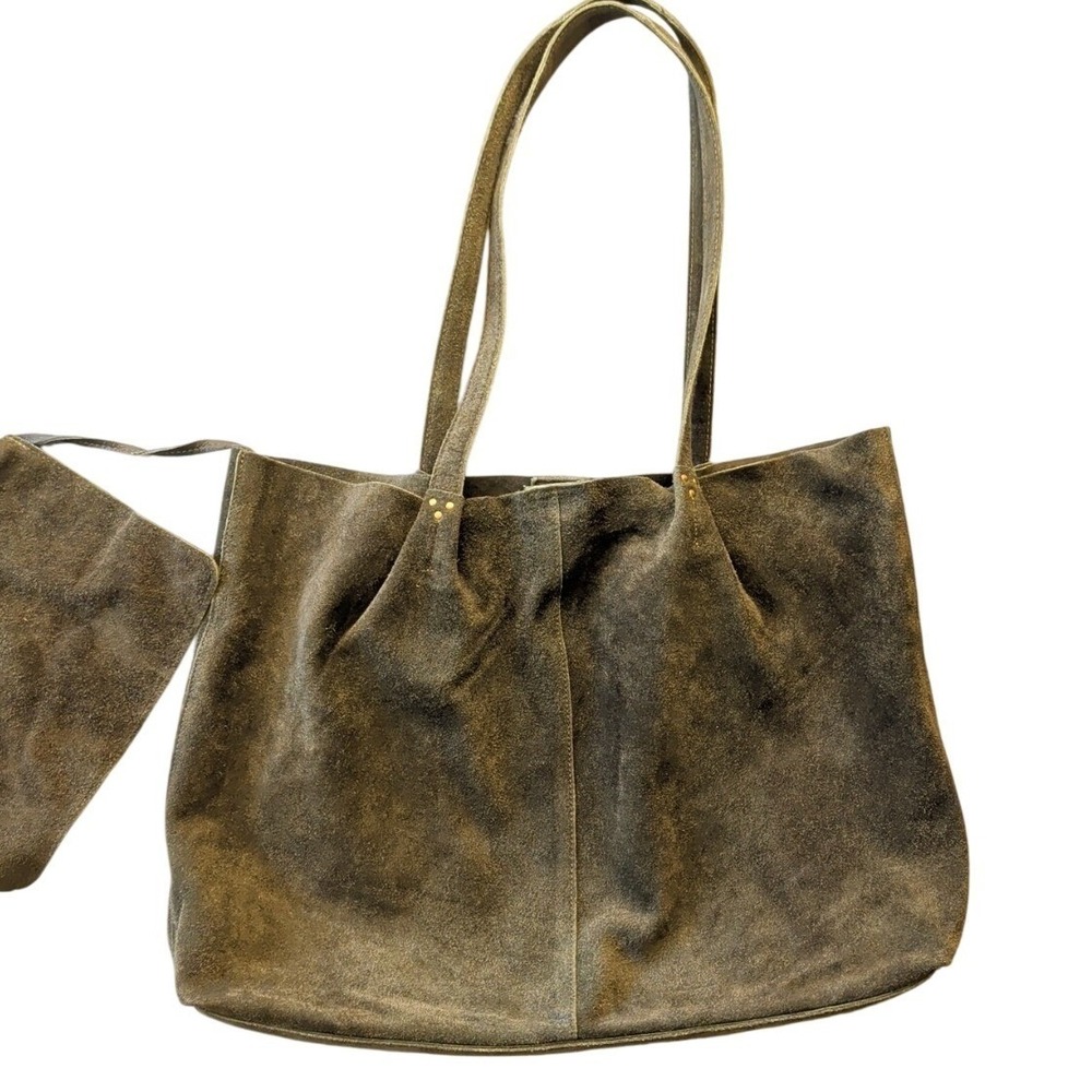 Haute Hippie Suede Hobo Olive Green Slouchy Boho Shoulder Bag With Pouch - Picture 9 of 12